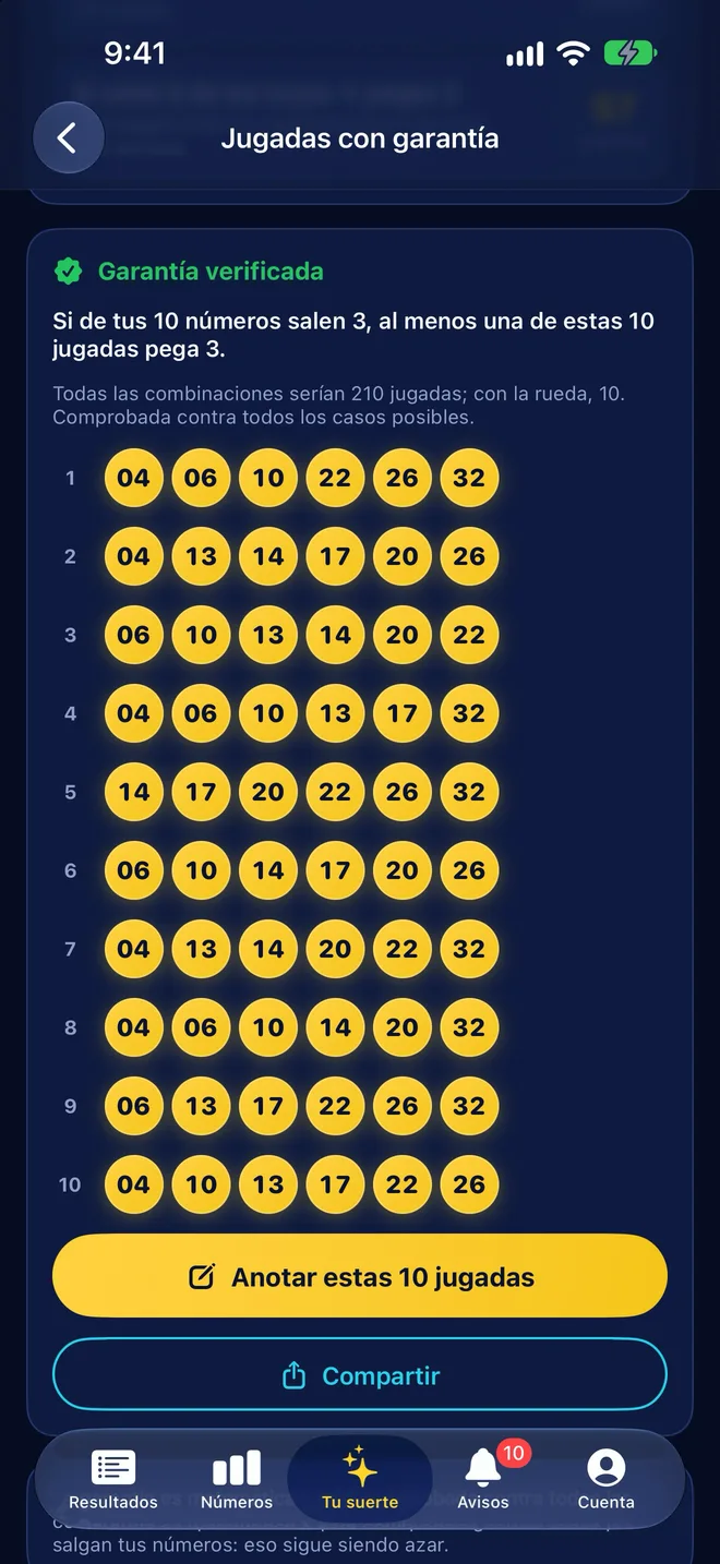Jugadas con garantía verificada